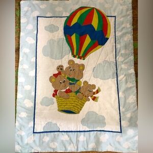 Vintage Teddy Bear Quilt Crib Blanket